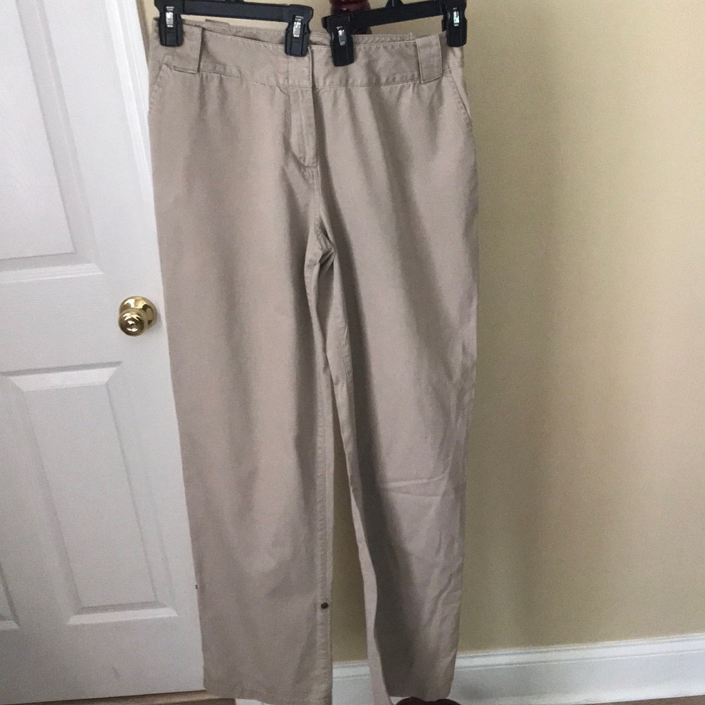Womens beige /tan size 12 Tall roll up straight summer pants